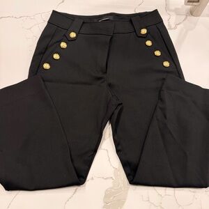 White House Black Market Black Trousers with Gold Accents